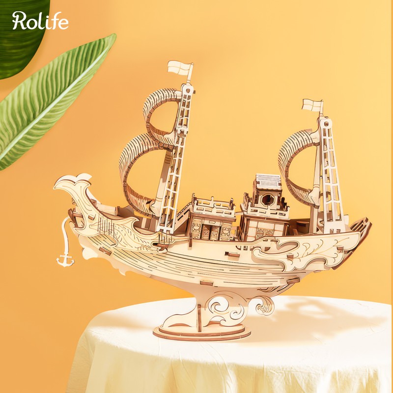 Rolife TG307 Japon Diplomatik Gemisi (Japanese Diplomatic Ship) DIY Minyatür Maket Model Seti Ahşap 3D Wooden Puzzle 3D Model Kit Detaylı Dekoratif Hobi Seti Ahşap Maket
