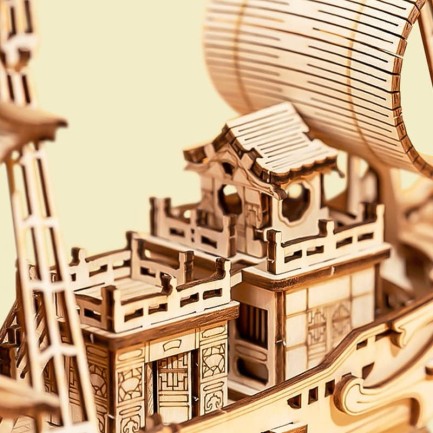 Rolife TG307 Japon Diplomatik Gemisi (Japanese Diplomatic Ship) DIY Minyatür Maket Model Seti Ahşap 3D Wooden Puzzle 3D Model Kit Detaylı Dekoratif Hobi Seti Ahşap Maket - Thumbnail