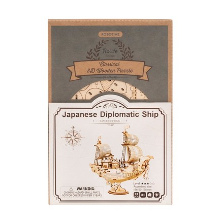 Rolife TG307 Japon Diplomatik Gemisi (Japanese Diplomatic Ship) DIY Minyatür Maket Model Seti Ahşap 3D Wooden Puzzle 3D Model Kit Detaylı Dekoratif Hobi Seti Ahşap Maket - Thumbnail