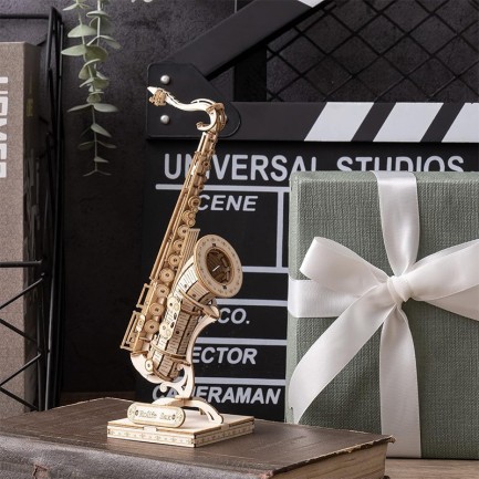 Rolife TG309 Saksafon Müzik Aleti (Saxophone) DIY Minyatür Maket Model Seti Ahşap 3D Wooden Puzzle 3D Model Kit Detaylı Dekoratif Hobi Seti Ahşap Maket - Thumbnail