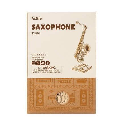 Rolife TG309 Saksafon Müzik Aleti (Saxophone) DIY Minyatür Maket Model Seti Ahşap 3D Wooden Puzzle 3D Model Kit Detaylı Dekoratif Hobi Seti Ahşap Maket - Thumbnail