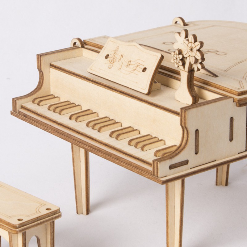 Rolife TG402 Kuyruklu Piyano (Grand Piano) DIY Minyatür Maket Model Seti Ahşap 3D Wooden Puzzle 3D Model Kit Detaylı Dekoratif Hobi Seti Ahşap Maket