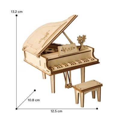 Rolife TG402 Kuyruklu Piyano (Grand Piano) DIY Minyatür Maket Model Seti Ahşap 3D Wooden Puzzle 3D Model Kit Detaylı Dekoratif Hobi Seti Ahşap Maket - Thumbnail