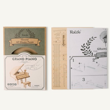 Rolife TG402 Kuyruklu Piyano (Grand Piano) DIY Minyatür Maket Model Seti Ahşap 3D Wooden Puzzle 3D Model Kit Detaylı Dekoratif Hobi Seti Ahşap Maket - Thumbnail