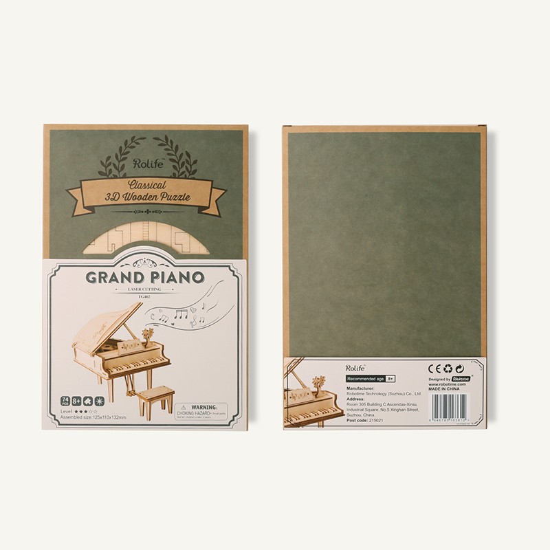Rolife TG402 Kuyruklu Piyano (Grand Piano) DIY Minyatür Maket Model Seti Ahşap 3D Wooden Puzzle 3D Model Kit Detaylı Dekoratif Hobi Seti Ahşap Maket
