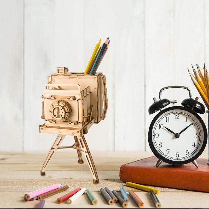 Rolife TG403 Vintage Camera DIY Minyatür Maket Model Seti Ahşap 3D Wooden Puzzle 3D Model Kit Detaylı Dekoratif Hobi Seti Ahşap Maket