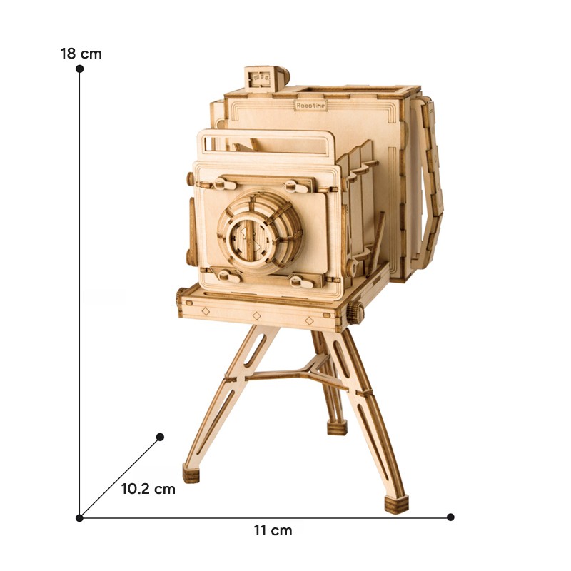 Rolife TG403 Vintage Camera DIY Minyatür Maket Model Seti Ahşap 3D Wooden Puzzle 3D Model Kit Detaylı Dekoratif Hobi Seti Ahşap Maket