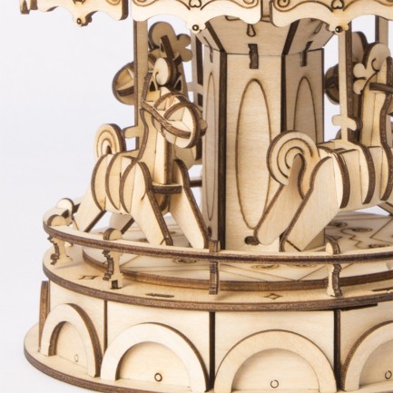 Rolife TG404 Atlı Karınca Merry-Go-Round DIY Minyatür Maket Model Ahşap 3D Wooden Puzzle Model Kit Dekoratif Hobi Seti Ahşap Maket - Thumbnail