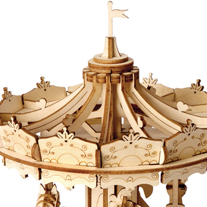 Rolife TG404 Atlı Karınca Merry-Go-Round DIY Minyatür Maket Model Ahşap 3D Wooden Puzzle Model Kit Dekoratif Hobi Seti Ahşap Maket
