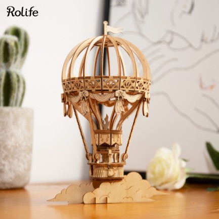 Rolife TG406 Sıcak Hava Balonu (Hot Air Ballon) DIY Minyatür Maket Model Seti Ahşap 3D Wooden Puzzle 3D Model Kit Detaylı Dekoratif Hobi Seti Ahşap Maket - Thumbnail