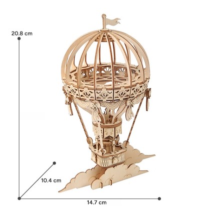 Rolife TG406 Sıcak Hava Balonu (Hot Air Ballon) DIY Minyatür Maket Model Seti Ahşap 3D Wooden Puzzle 3D Model Kit Detaylı Dekoratif Hobi Seti Ahşap Maket - Thumbnail