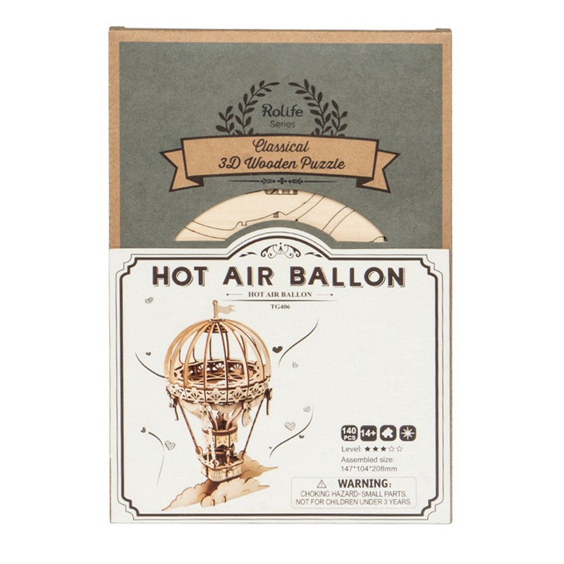 Rolife TG406 Sıcak Hava Balonu (Hot Air Ballon) DIY Minyatür Maket Model Seti Ahşap 3D Wooden Puzzle 3D Model Kit Detaylı Dekoratif Hobi Seti Ahşap Maket