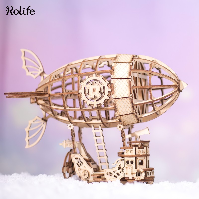 Rolife TG407 Zeplin (Airship) DIY Minyatür Maket Model Seti Ahşap 3D Wooden Puzzle 3D Model Kit Ahşap Maket Dekoratif Hobi Seti
