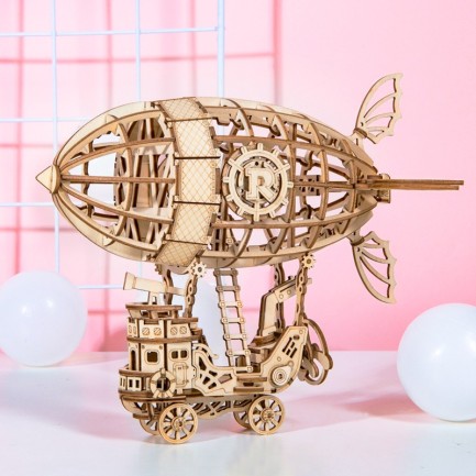 Rolife TG407 Zeplin (Airship) DIY Minyatür Maket Model Seti Ahşap 3D Wooden Puzzle 3D Model Kit Ahşap Maket Dekoratif Hobi Seti - Thumbnail