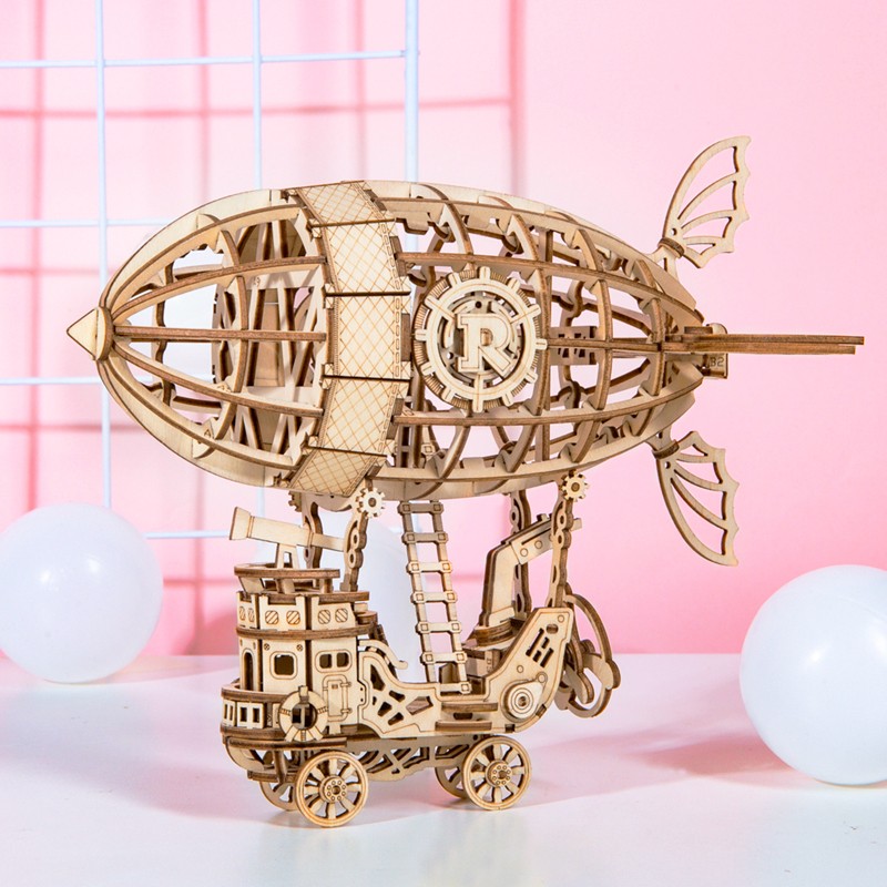 Rolife TG407 Zeplin (Airship) DIY Minyatür Maket Model Seti Ahşap 3D Wooden Puzzle 3D Model Kit Ahşap Maket Dekoratif Hobi Seti