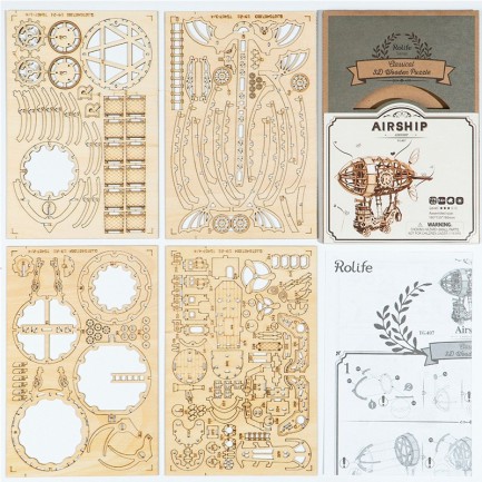 Rolife TG407 Zeplin (Airship) DIY Minyatür Maket Model Seti Ahşap 3D Wooden Puzzle 3D Model Kit Ahşap Maket Dekoratif Hobi Seti - Thumbnail