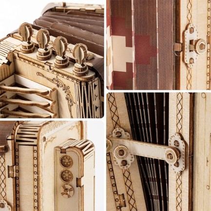 Rolife TG410 Akordeon Müzik Aleti (Accordion) DIY Minyatür Maket Model Seti Ahşap 3D Wooden Puzzle 3D Model Kit Detaylı Dekoratif Hobi Seti Ahşap Maket - Thumbnail