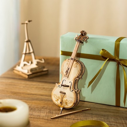 Rolife TG411 Çello Müzik Aleti (Cello) DIY Minyatür Maket Model Seti Ahşap 3D Wooden Puzzle 3D Model Kit Detaylı Dekoratif Hobi Seti Ahşap Maket - Thumbnail
