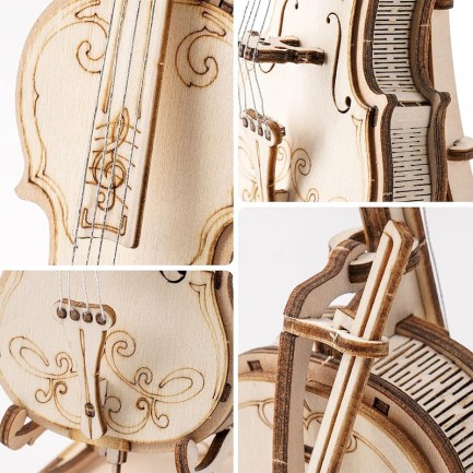 Rolife TG411 Çello Müzik Aleti (Cello) DIY Minyatür Maket Model Seti Ahşap 3D Wooden Puzzle 3D Model Kit Detaylı Dekoratif Hobi Seti Ahşap Maket - Thumbnail