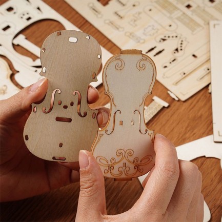 Rolife TG411 Çello Müzik Aleti (Cello) DIY Minyatür Maket Model Seti Ahşap 3D Wooden Puzzle 3D Model Kit Detaylı Dekoratif Hobi Seti Ahşap Maket - Thumbnail