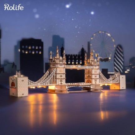 Rolife - Rolife TG412 Kule Köprüsü (Tower Bridge) DIY Minyatür Maket Model Seti Ahşap 3D Wooden Puzzle 3D Model Kit Detaylı Dekoratif Hobi Seti Ahşap Maket