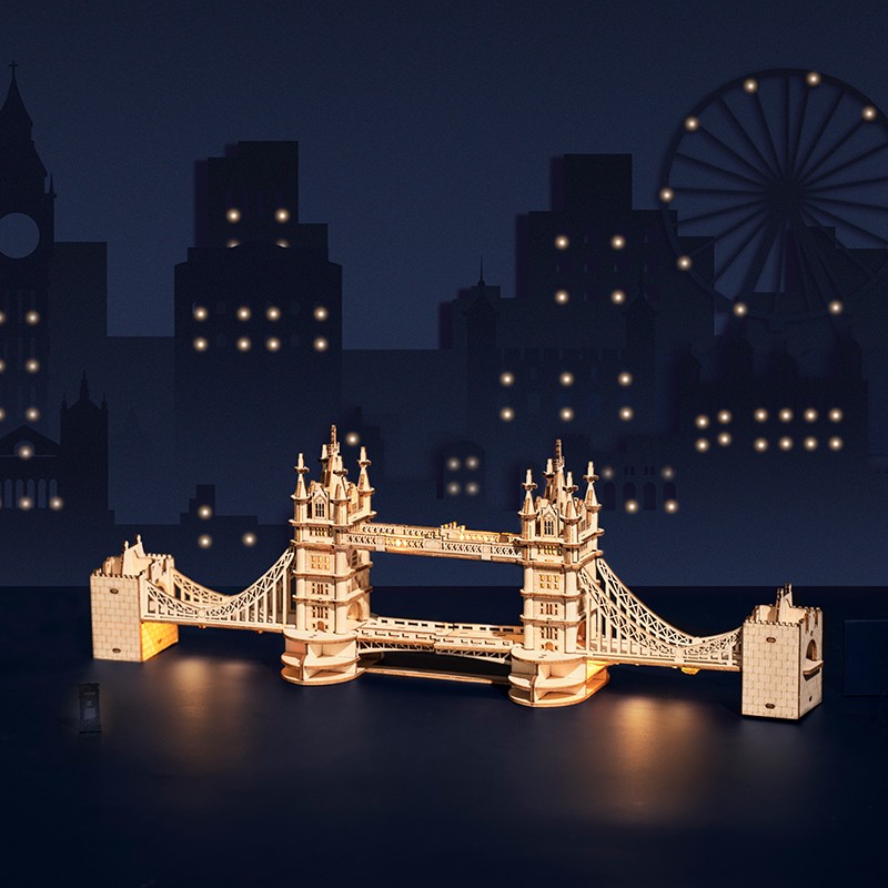 Rolife TG412 Kule Köprüsü (Tower Bridge) DIY Minyatür Maket Model Seti Ahşap 3D Wooden Puzzle 3D Model Kit Detaylı Dekoratif Hobi Seti Ahşap Maket