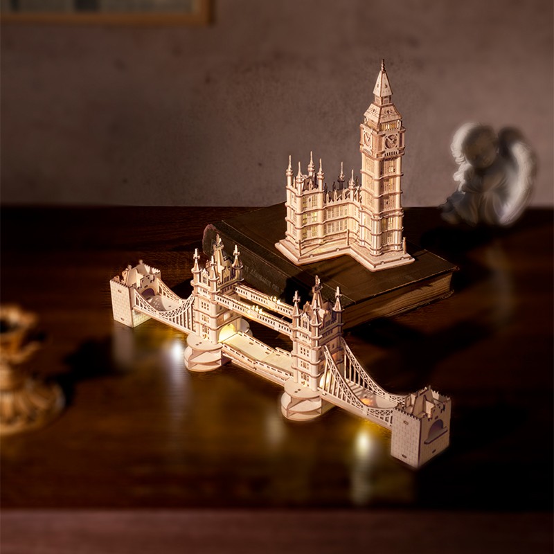 Rolife TG412 Kule Köprüsü (Tower Bridge) DIY Minyatür Maket Model Seti Ahşap 3D Wooden Puzzle 3D Model Kit Detaylı Dekoratif Hobi Seti Ahşap Maket