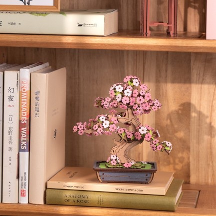 Rolife TG415 Saksıda Ağaç (Sakura Bonsai) DIY Minyatür Maket Model Seti Ahşap 3D Wooden Puzzle 3D Model Kit Detaylı Dekoratif Hobi Seti Ahşap Maket - Thumbnail