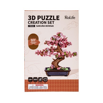 Rolife TG415 Saksıda Ağaç (Sakura Bonsai) DIY Minyatür Maket Model Seti Ahşap 3D Wooden Puzzle 3D Model Kit Detaylı Dekoratif Hobi Seti Ahşap Maket - Thumbnail