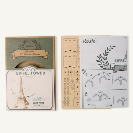 Rolife TG501 Eyfel Kulesi (Eiffel Tower) DIY Minyatür Maket Model Seti Ahşap 3D Wooden Puzzle 3D Model Kit Detaylı Dekoratif Hobi Seti Ahşap Maket - Thumbnail