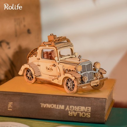 Rolife - Rolife TG504 Nostaljik Araba (Vintage Car) DIY Minyatür Maket Model Seti Ahşap 3D Wooden Puzzle 3D Model Kit Detaylı Dekoratif Hobi Seti Ahşap Maket