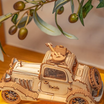 Rolife TG504 Nostaljik Araba (Vintage Car) DIY Minyatür Maket Model Seti Ahşap 3D Wooden Puzzle 3D Model Kit Detaylı Dekoratif Hobi Seti Ahşap Maket - Thumbnail