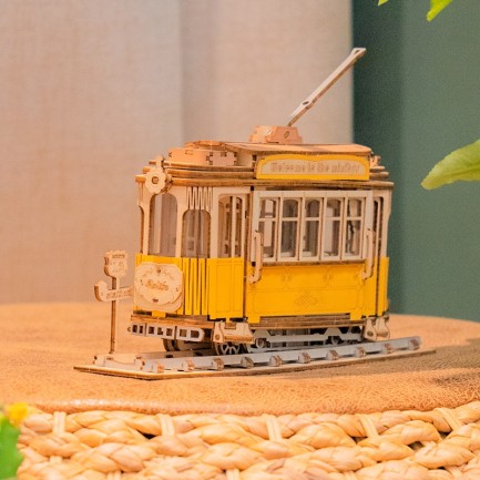 Rolife TG505 Tramvay (Tramcar) DIY Minyatür Maket Model Seti Ahşap 3D Wooden Puzzle 3D Model Kit Detaylı Dekoratif Hobi Seti Ahşap Maket - Thumbnail