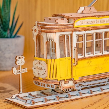 Rolife TG505 Tramvay (Tramcar) DIY Minyatür Maket Model Seti Ahşap 3D Wooden Puzzle 3D Model Kit Detaylı Dekoratif Hobi Seti Ahşap Maket - Thumbnail