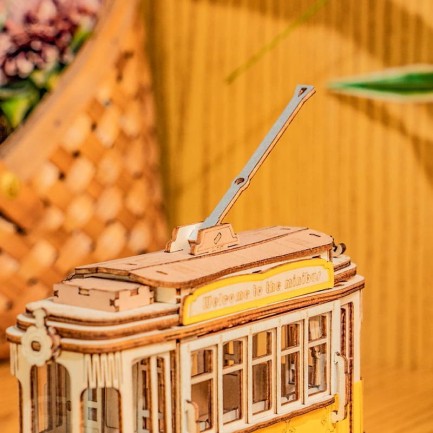 Rolife TG505 Tramvay (Tramcar) DIY Minyatür Maket Model Seti Ahşap 3D Wooden Puzzle 3D Model Kit Detaylı Dekoratif Hobi Seti Ahşap Maket - Thumbnail