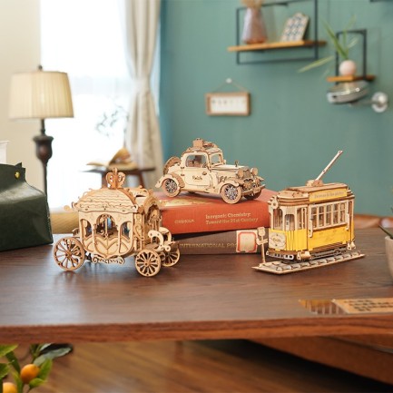 Rolife TG505 Tramvay (Tramcar) DIY Minyatür Maket Model Seti Ahşap 3D Wooden Puzzle 3D Model Kit Detaylı Dekoratif Hobi Seti Ahşap Maket - Thumbnail