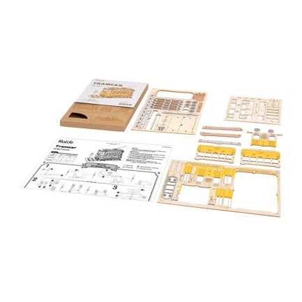 Rolife TG505 Tramvay (Tramcar) DIY Minyatür Maket Model Seti Ahşap 3D Wooden Puzzle 3D Model Kit Detaylı Dekoratif Hobi Seti Ahşap Maket - Thumbnail