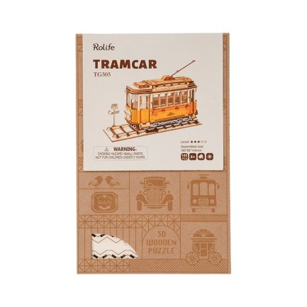 Rolife TG505 Tramvay (Tramcar) DIY Minyatür Maket Model Seti Ahşap 3D Wooden Puzzle 3D Model Kit Detaylı Dekoratif Hobi Seti Ahşap Maket - Thumbnail