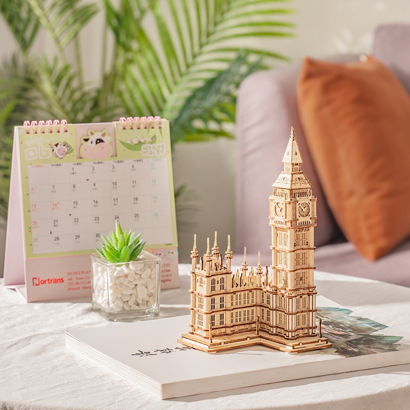 Rolife TG507 Saat Kulesi (Big Ben) DIY Minyatür Maket Model Seti Ahşap 3D Wooden Puzzle 3D Model Kit Detaylı Dekoratif Hobi Seti Ahşap Maket