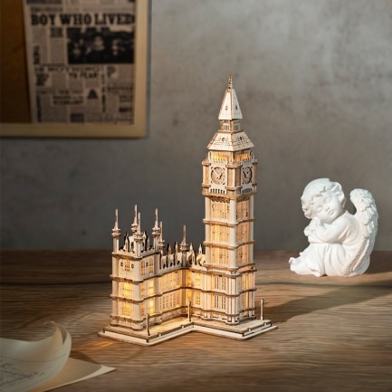 Rolife TG507 Saat Kulesi (Big Ben) DIY Minyatür Maket Model Seti Ahşap 3D Wooden Puzzle 3D Model Kit Detaylı Dekoratif Hobi Seti Ahşap Maket - Thumbnail
