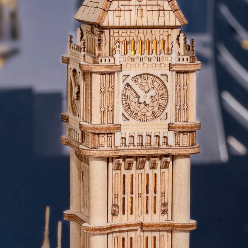 Rolife TG507 Saat Kulesi (Big Ben) DIY Minyatür Maket Model Seti Ahşap 3D Wooden Puzzle 3D Model Kit Detaylı Dekoratif Hobi Seti Ahşap Maket