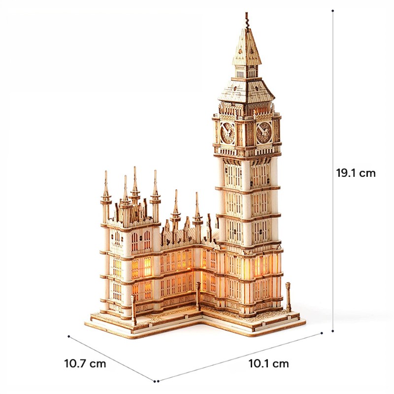 Rolife TG507 Saat Kulesi (Big Ben) DIY Minyatür Maket Model Seti Ahşap 3D Wooden Puzzle 3D Model Kit Detaylı Dekoratif Hobi Seti Ahşap Maket