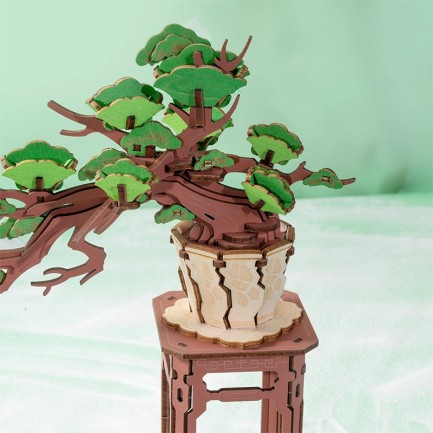 Rolife TG510 Saksıda Ağaç Evergreen Pine Bonsai DIY Minyatür Maket Model Seti Ahşap 3D Wooden Puzzle 3D Model Kit Detaylı Dekoratif Hobi Seti Ahşap Maket - Thumbnail