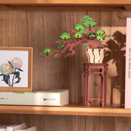Rolife TG510 Saksıda Ağaç Evergreen Pine Bonsai DIY Minyatür Maket Model Seti Ahşap 3D Wooden Puzzle 3D Model Kit Detaylı Dekoratif Hobi Seti Ahşap Maket - Thumbnail