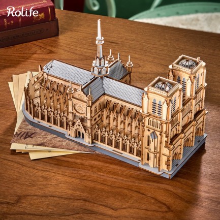 Rolife TG511 Katedral (Paris Cathedral) DIY Minyatür Maket Model Seti Ahşap 3D Wooden Puzzle 3D Model Kit Detaylı Dekoratif Hobi Seti Ahşap Maket - Thumbnail