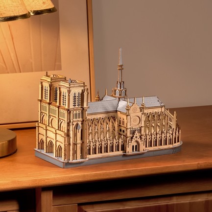 Rolife TG511 Katedral (Paris Cathedral) DIY Minyatür Maket Model Seti Ahşap 3D Wooden Puzzle 3D Model Kit Detaylı Dekoratif Hobi Seti Ahşap Maket - Thumbnail