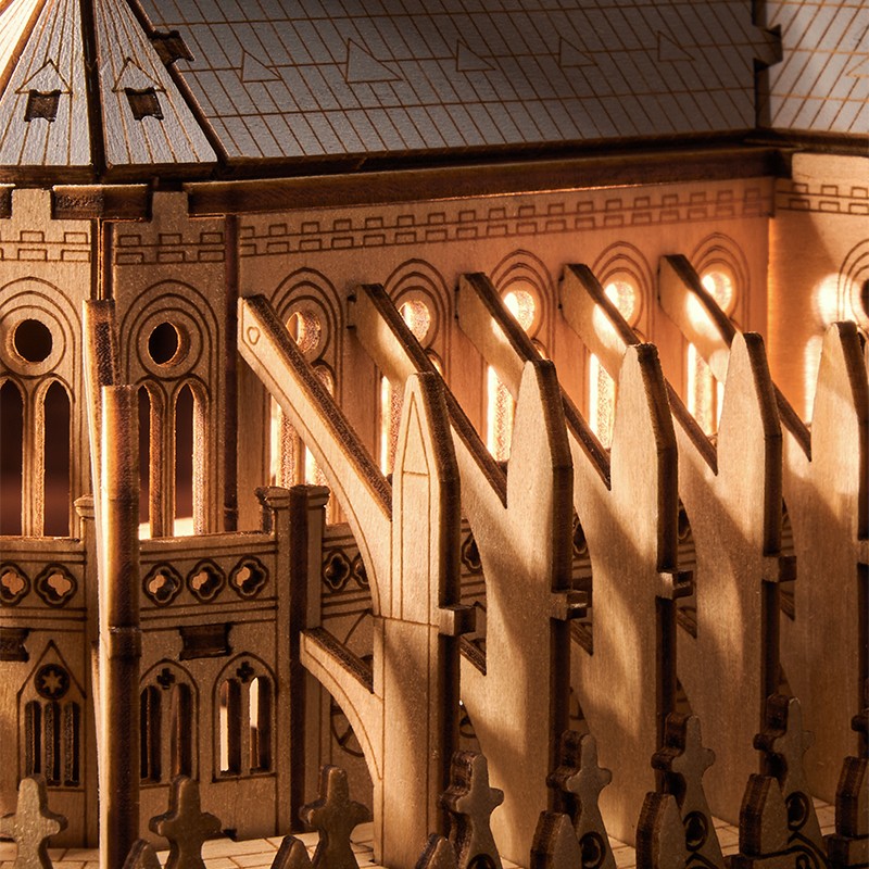 Rolife TG511 Katedral (Paris Cathedral) DIY Minyatür Maket Model Seti Ahşap 3D Wooden Puzzle 3D Model Kit Detaylı Dekoratif Hobi Seti Ahşap Maket