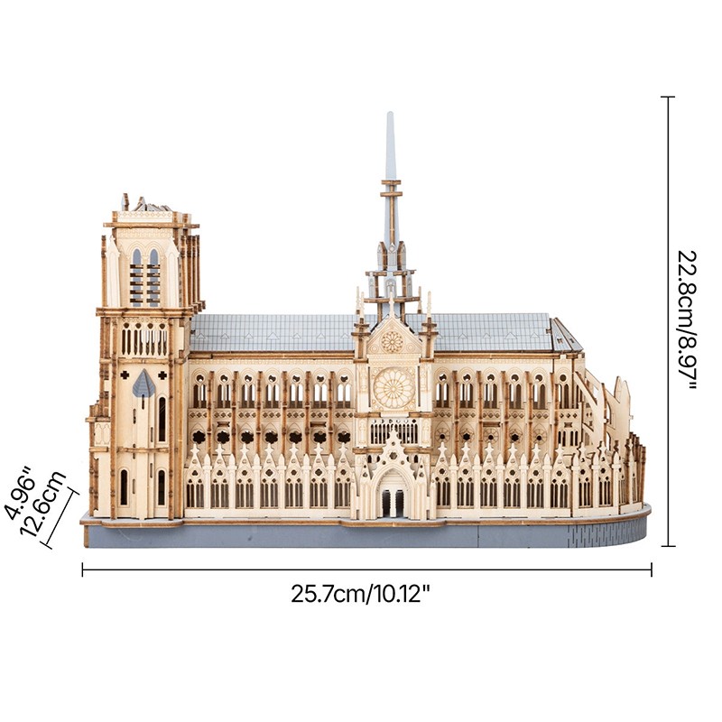 Rolife TG511 Katedral (Paris Cathedral) DIY Minyatür Maket Model Seti Ahşap 3D Wooden Puzzle 3D Model Kit Detaylı Dekoratif Hobi Seti Ahşap Maket