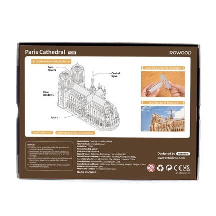 Rolife TG511 Katedral (Paris Cathedral) DIY Minyatür Maket Model Seti Ahşap 3D Wooden Puzzle 3D Model Kit Detaylı Dekoratif Hobi Seti Ahşap Maket - Thumbnail