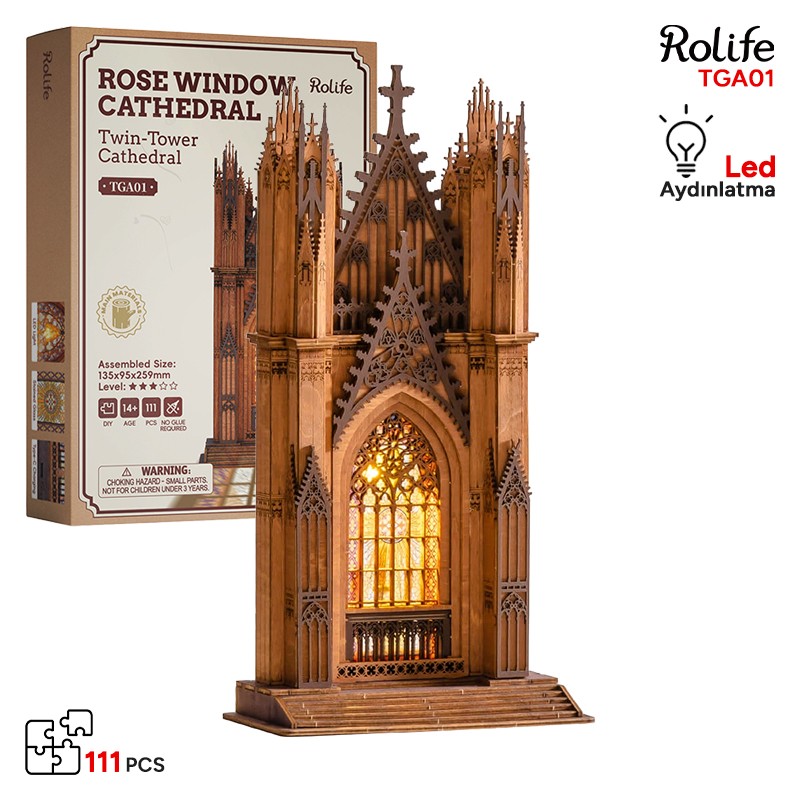 Rolife TGA01 Twin-Tower Cathedral 3D Wooden Puzzle